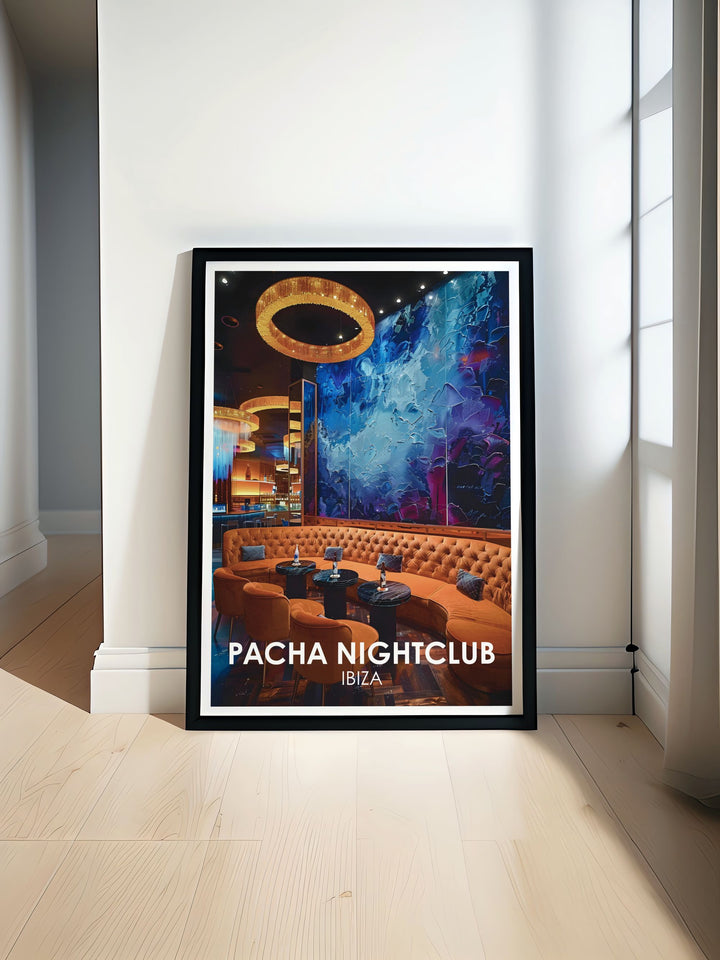 Vip Experience and Lounge modern prints capturing the luxury of Ibiza nightclubs like Pacha and Amnesia perfect for adding a touch of elegance to your living room or home decor