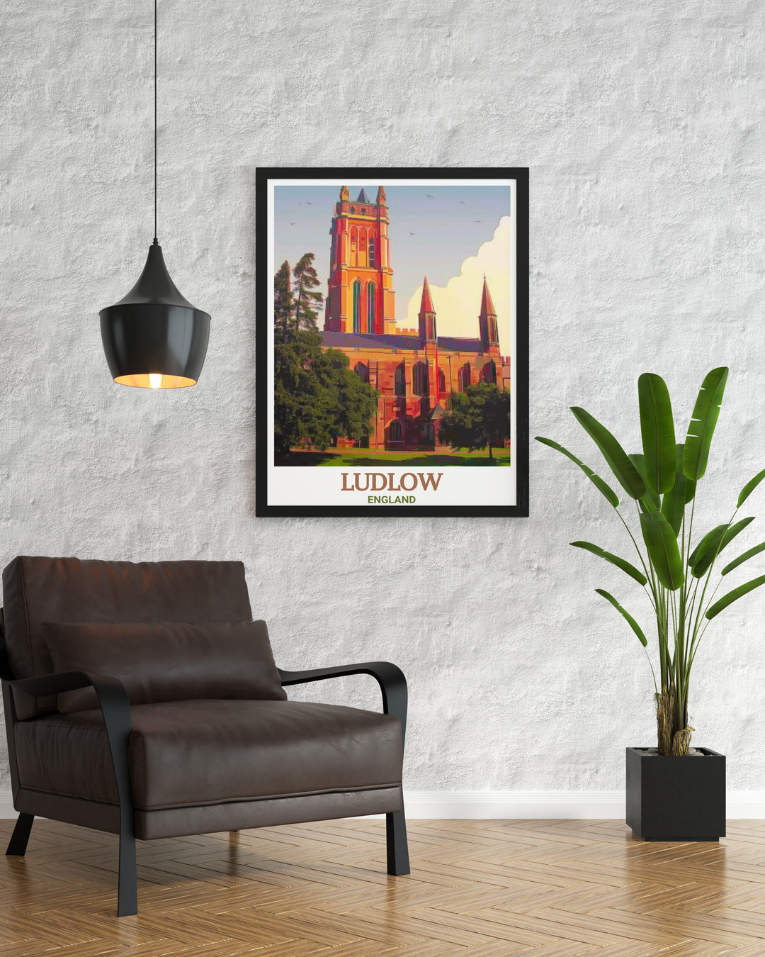 This Ludlow travel poster captures the grandeur of St Laurences Church, offering a stunning representation of Englands architectural heritage. Its a perfect addition to any room for those who love historical landmarks.