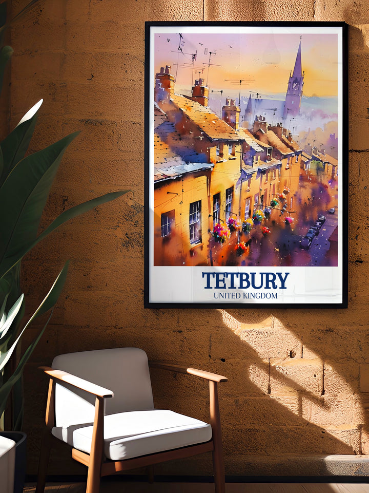 Add a touch of Tetbury to your walls with this travel print, showcasing the iconic Tetbury Church and the charm of its Cotswold village setting. The artwork highlights the beauty of Englands historic towns, making it perfect for anyone who loves classic English architecture.