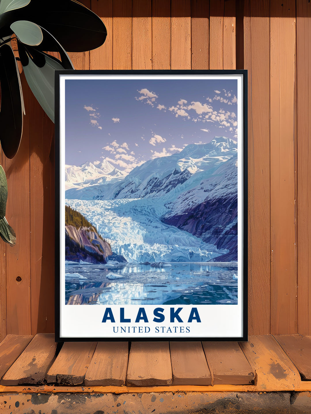 Our Mendenhall Glacier travel poster is perfect for those looking to add a touch of Alaskas wild landscapes to their decor. The icy blue glacier is beautifully rendered, making this print a great addition to any nature lovers collection.