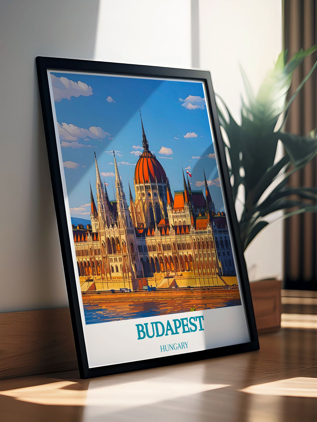 Budapest wall art with a stunning view of the Parliament Building perfect for adding a touch of elegance to any room