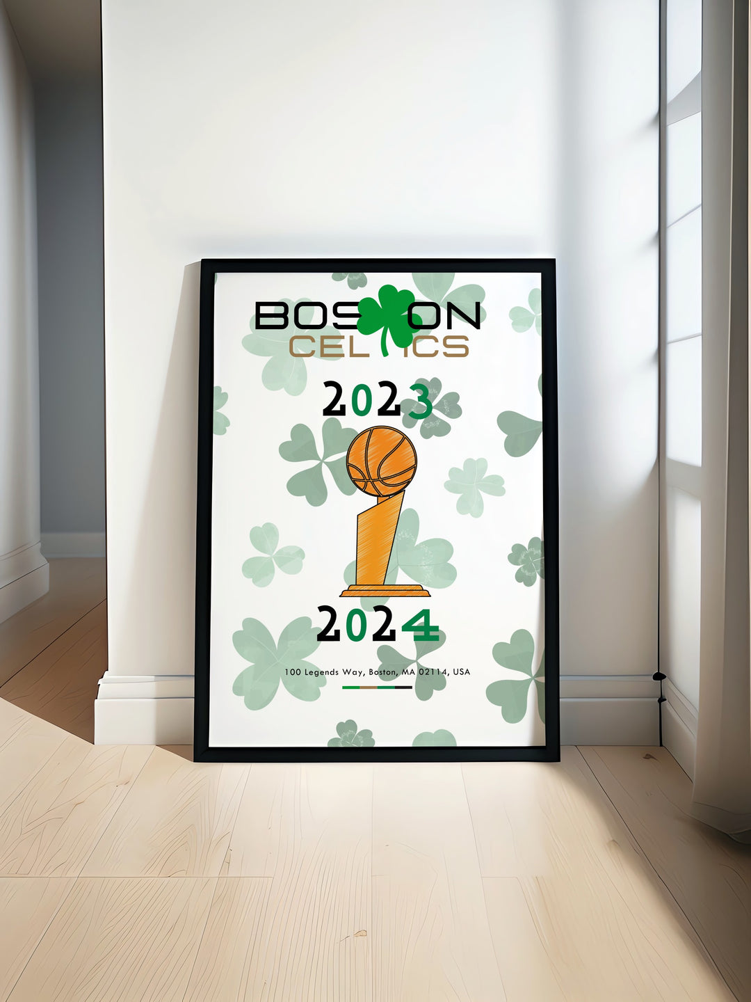 Travel poster featuring Boston Celtics legends Jaylen Brown Marcus Smart and Paul Pierce perfect for fans looking to bring the energy of the TD Garden into their homes ideal for dorm room decor and gifts for boys and Dad