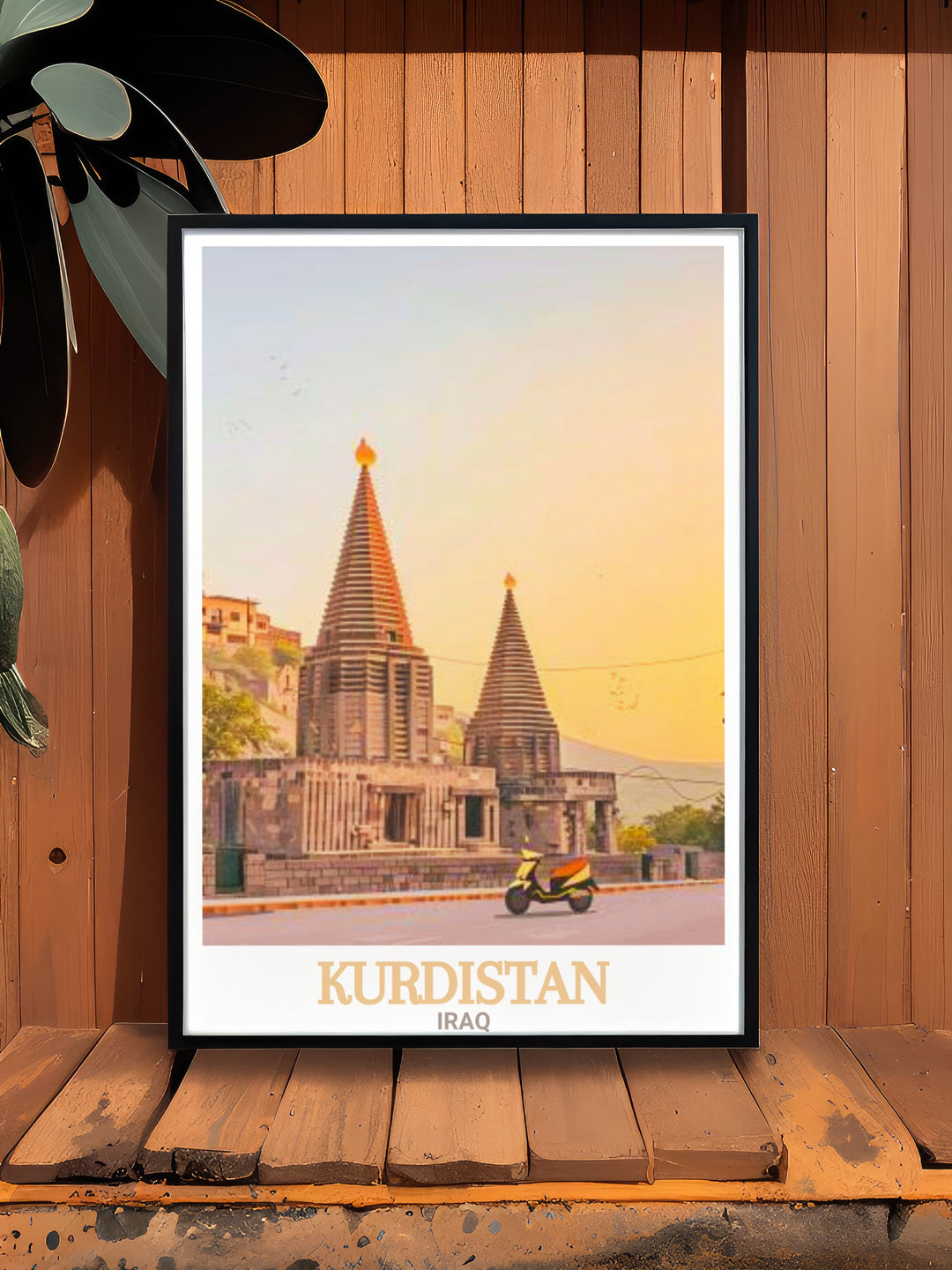 Add a touch of Middle Eastern history to your home with this Lalish Temple art print from Kurdistan. The striking black and white artwork brings both elegance and cultural heritage into any room.