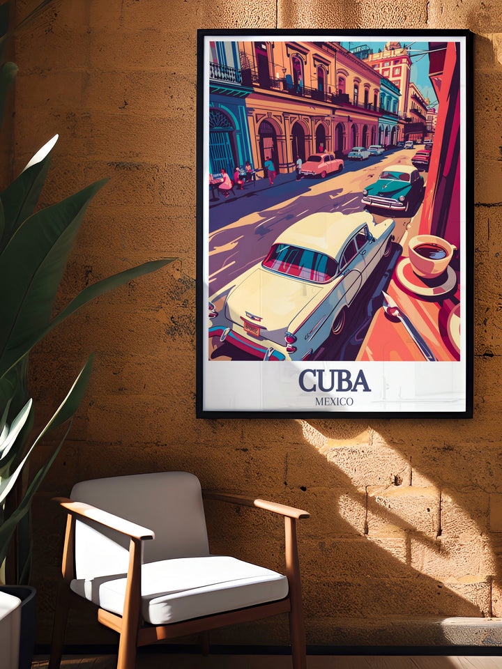 Celebrate the cultural richness of Cuba with this Old Havana Street Wall Art. The print showcases the vibrant colors and unique architecture of Havanas historic streets, perfect for adding a touch of Cuban spirit to your home decor.