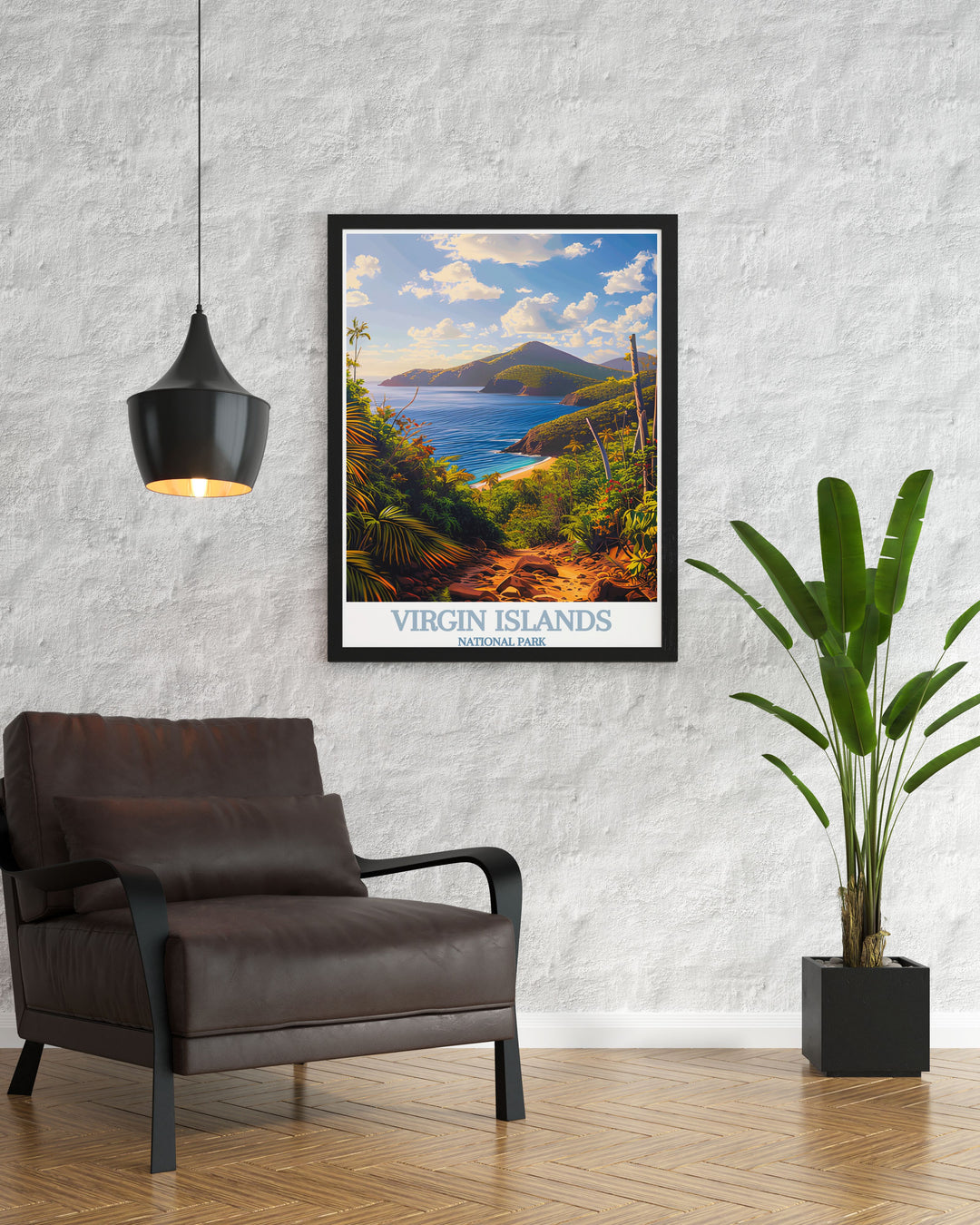 Beautiful artwork of Reef Bay Trail a perfect wall decor piece that transforms any room into a serene retreat with its captivating natural beauty