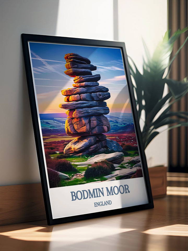 England Canvas Art depicting the Cheesewring in Bodmin Moor, with rich hues and intricate details that bring the rugged charm and serene beauty of this historic landscape into your living space.