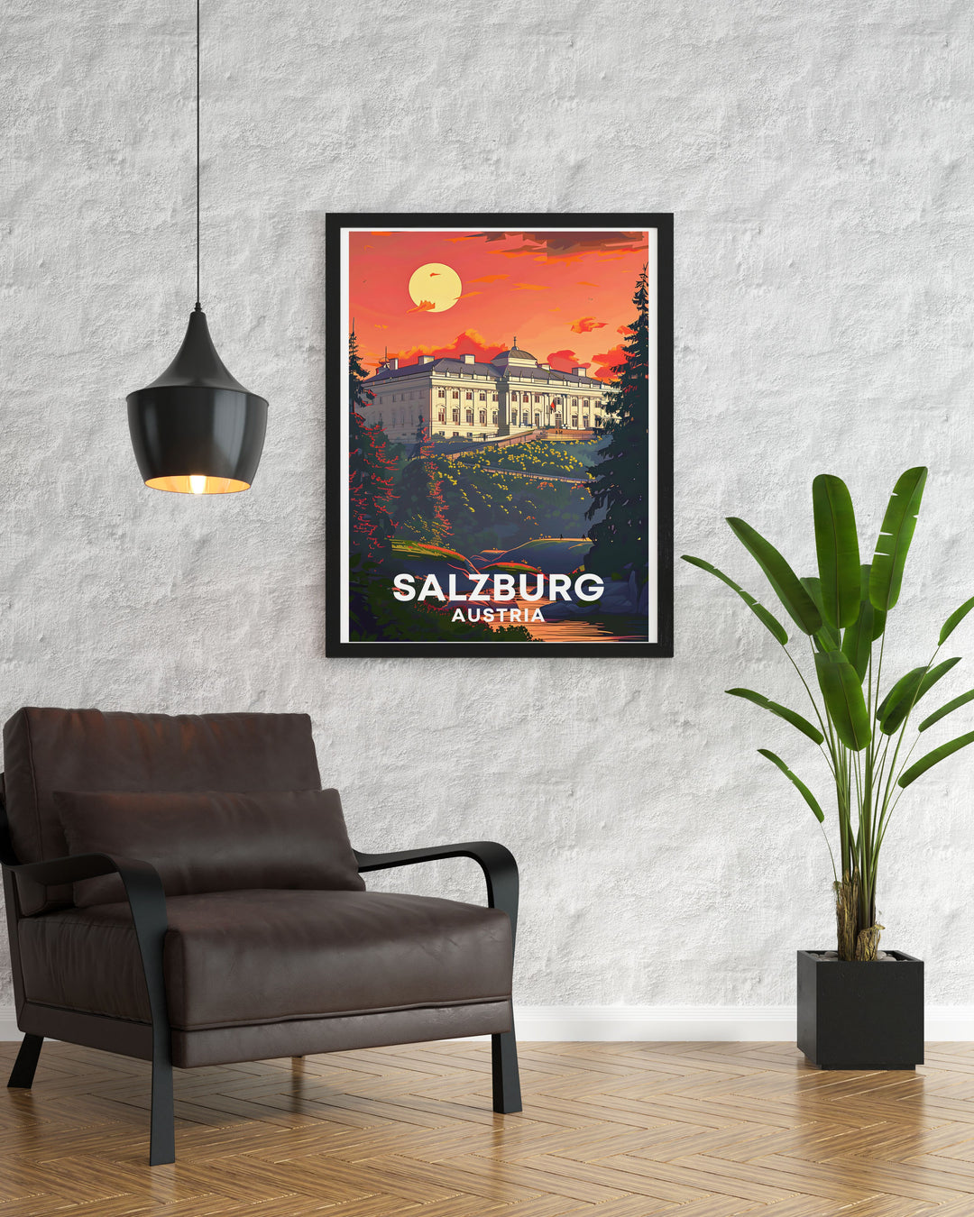 Mirabel Palace and Zauchensee skiing are beautifully captured in this vintage travel print. Perfect for home decor, it celebrates Austrian heritage and skiing culture. A unique addition to any travel poster collection and a great gift for ski lovers.