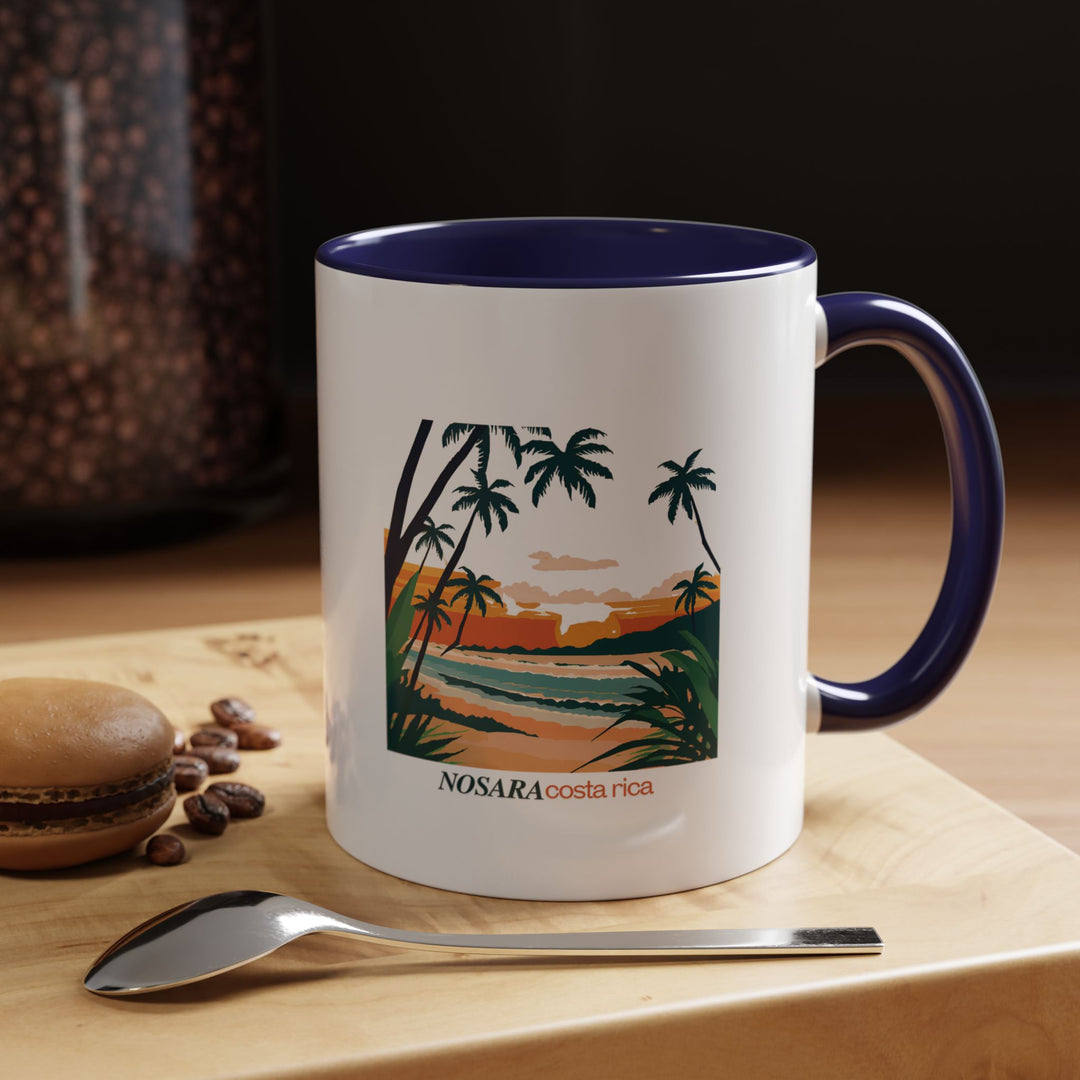 Enjoy your favorite beverages with this Nosara Costa Rica mug showcasing vibrant artwork of Nosara’s picturesque beaches and lush greenery. Durable and dishwasher safe, it is perfect for personal use or as a meaningful gift for travelers.