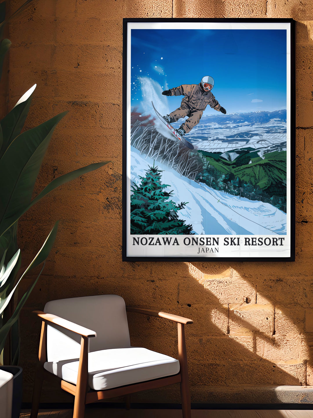 Nozawa Onsen Wall Print captures the serene beauty of the Yamabiko area, offering a peaceful and picturesque view of Japans winter wonderland. A must have for those who cherish Japanese art and culture.