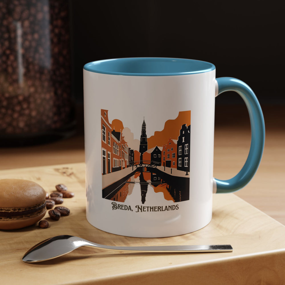 This Breda Netherlands mug combines artistic design with everyday practicality. Crafted from durable ceramic, it is dishwasher-safe and perfect for coffee or tea lovers. Featuring detailed designs, it makes a thoughtful gift for fans of Breda’s rich history.