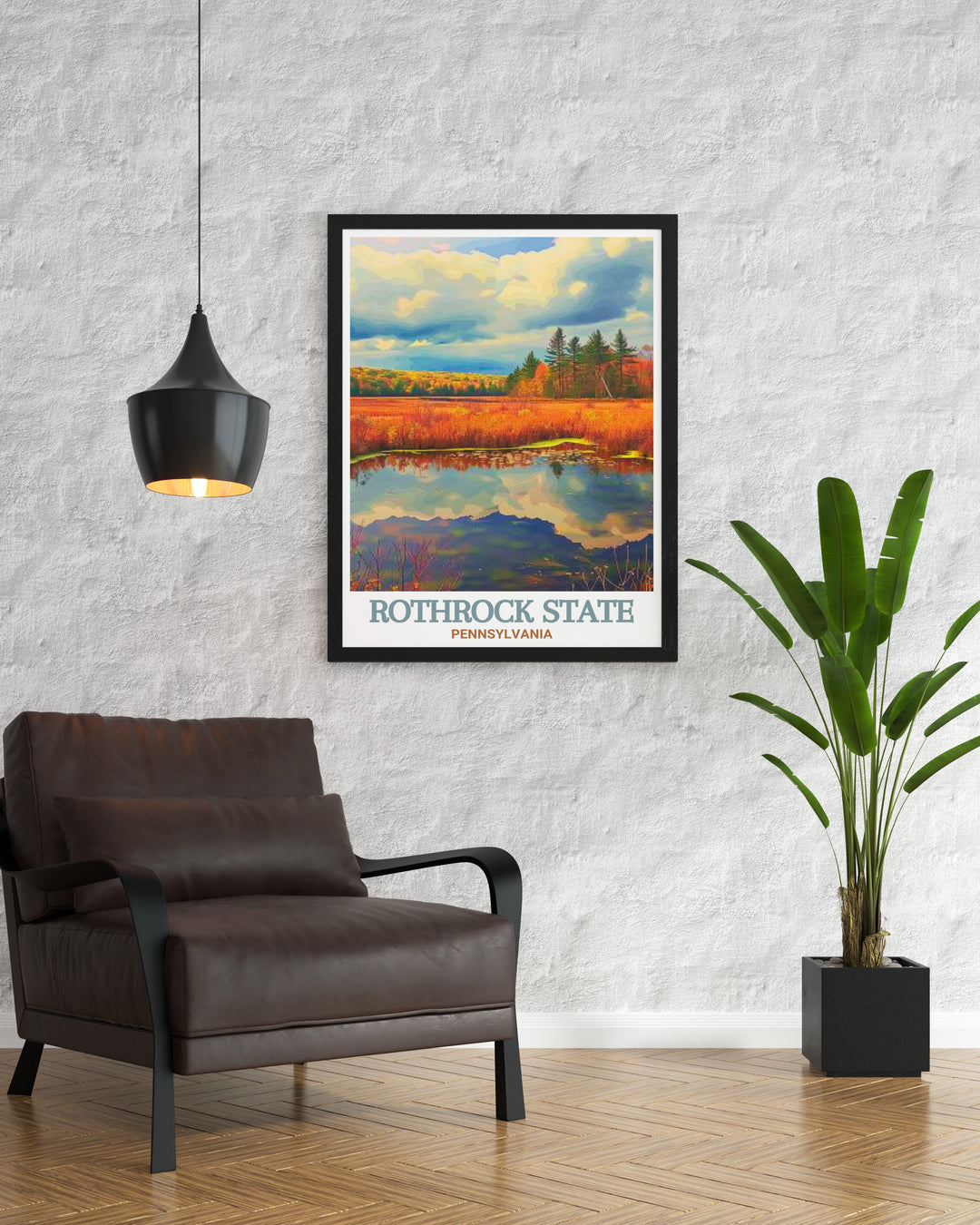 A captivating travel poster featuring Rothrock State Forest and Bear Meadows Natural Area in Pennsylvania. Perfect for home decor or as a gift, this print highlights the natural beauty of these outdoor spaces.