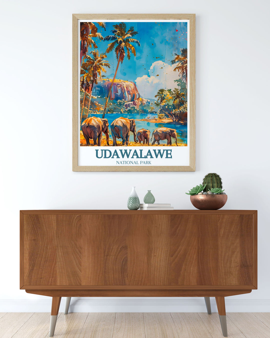 High quality Udawalawe Reservoir Walawe River artwork perfect for bringing a piece of Sri Lankas stunning national parks into your home ideal for nature enthusiasts and those who love to travel and explore.