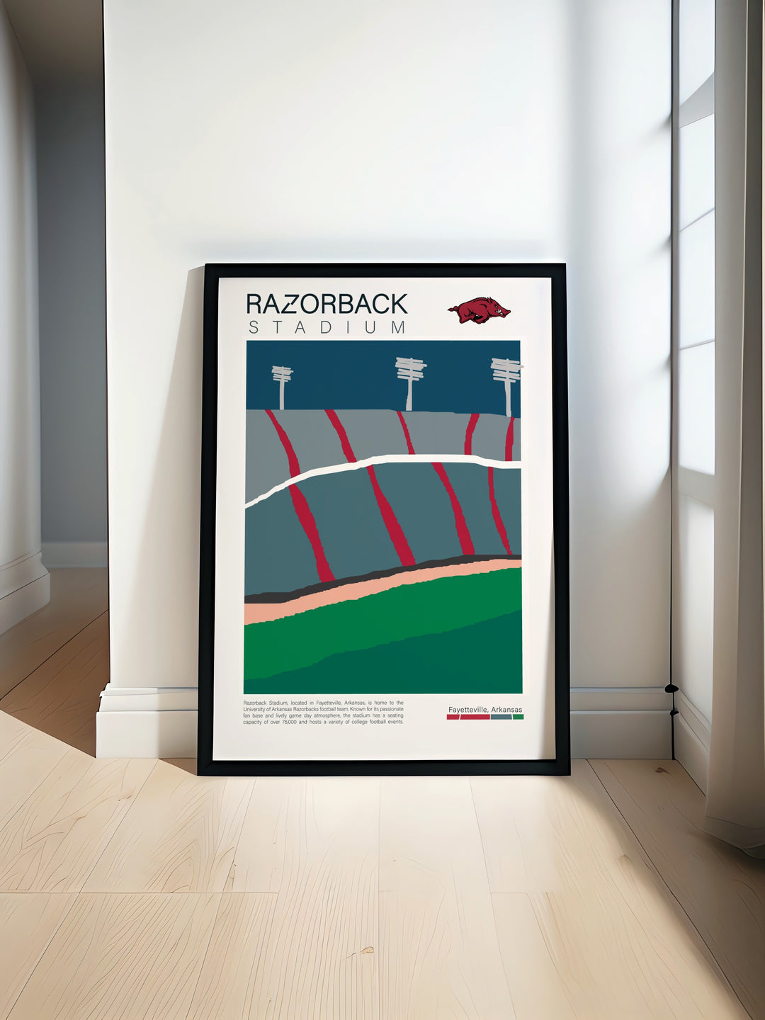 Bring home the thrill of Razorbacks football with this vibrant Arkansas Razorbacks Print showcasing Razorback Stadium perfect for college dorm decor and Fathers Day gifts ideal for any Razorbacks fan and college football enthusiast