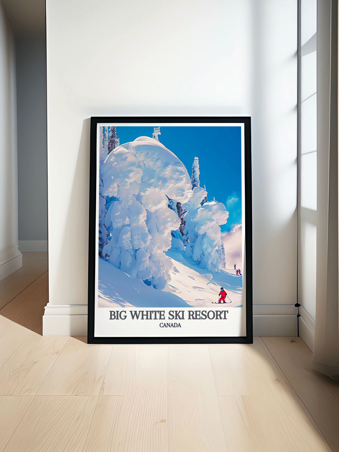 Snow ghosts at Big White Ski Resort captured in a stunning gallery wall art print, showcasing the frosty trees and majestic Rocky Mountains, perfect for adding a touch of Canadian winter magic to your home decor.