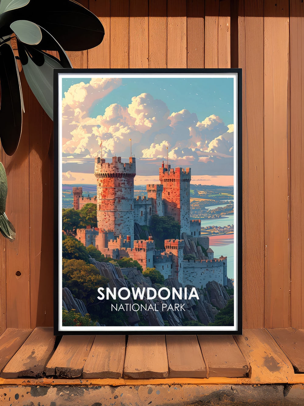 Snowdonia print showcasing the serene beauty of Snowdonia with Conwy Castle adding a historical touch to this nature landscape art piece perfect for home decor and Snowdonia wall decor