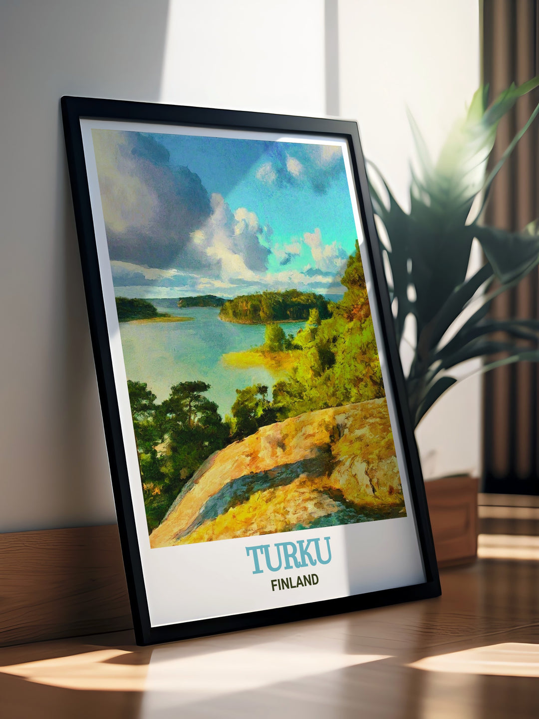 Adorn your walls with this vintage style poster of the Turku Archipelago. The detailed illustration captures the timeless beauty of Finlands coastal landscape, making it a perfect addition for anyone who loves nature and history.