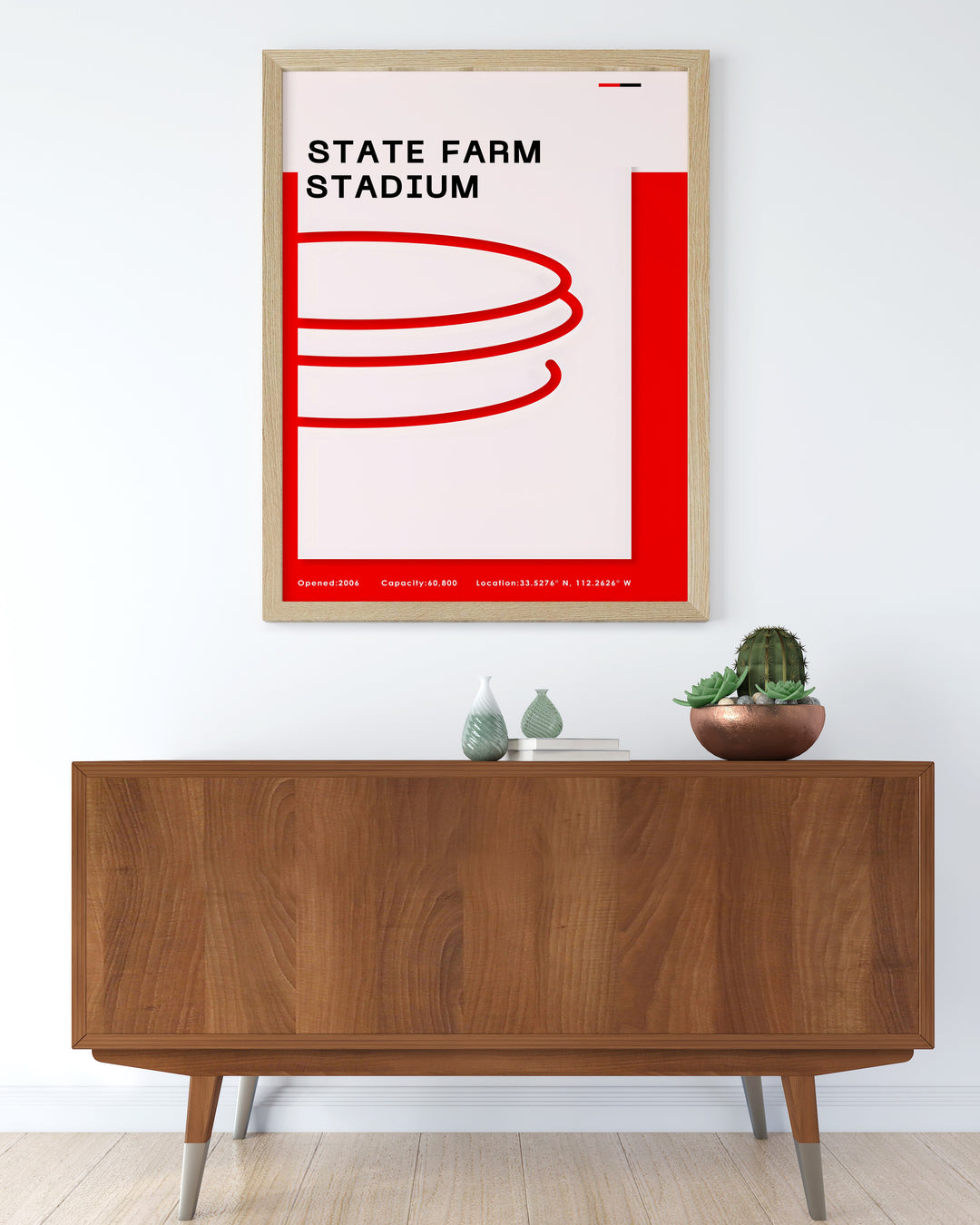 State Farm Stadium Arizona Cardinals art print perfect for mid century modern and sports bedroom art