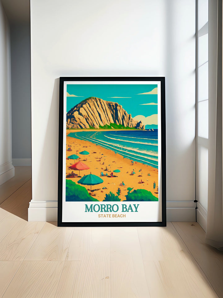 Discover the stunning beauty of Morro Strand State Beach with this vibrant California artwork perfect for adding elegance and charm to your home decor and enhancing any living space