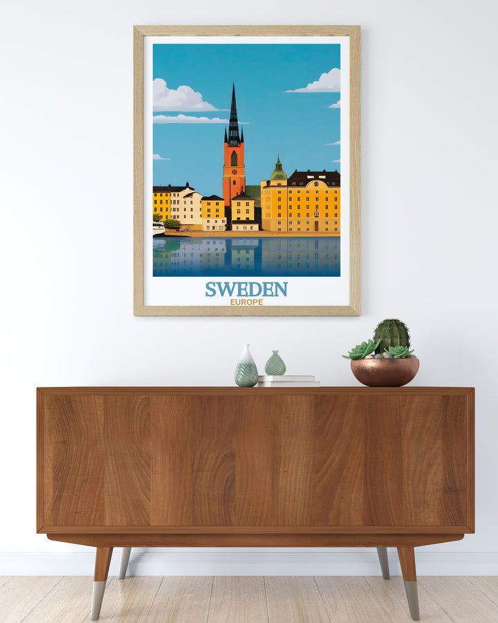 Gamla Stan framed prints offering a detailed look at one of Swedens most iconic districts. Ideal for travel gifts and home decor these prints are perfect for transforming any space with Swedish charm and history.