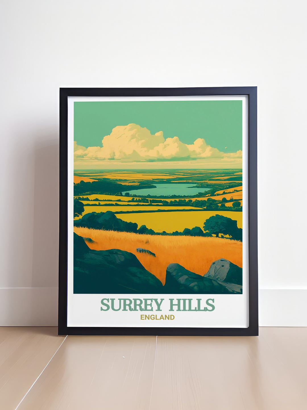 Enhance your decor with this custom print of Newlands Corner in Surrey Hills. The detailed artwork showcases the lush hills and expansive views of this AONB, making it a standout piece in any collection. This print is ideal for those looking to bring a touch of Englands natural beauty into their home