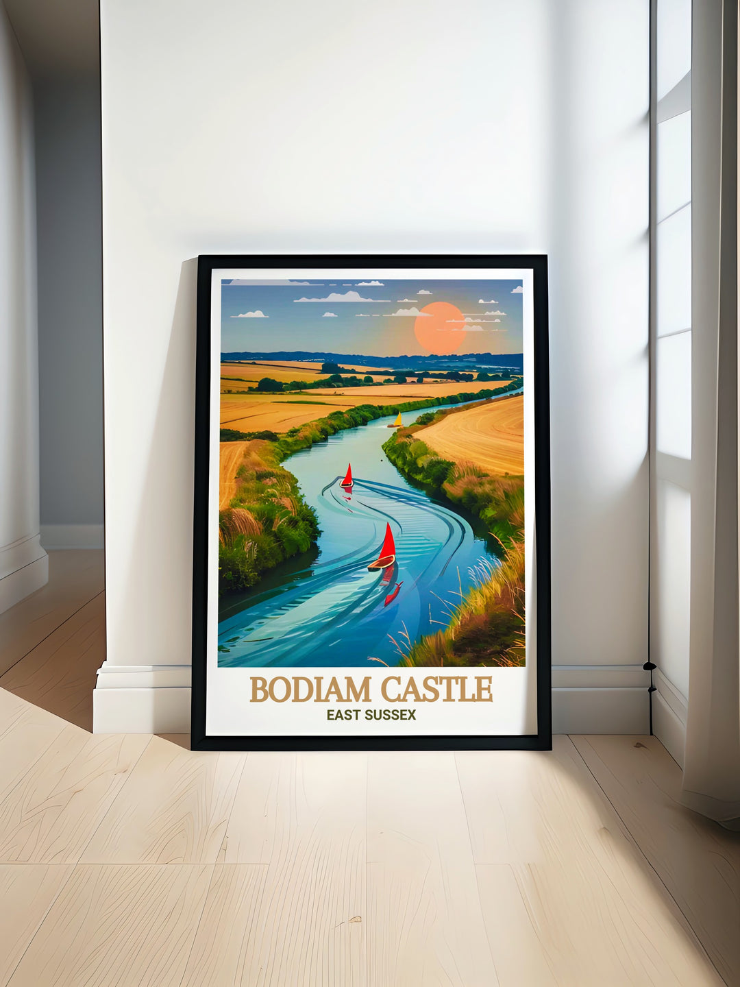 Discover the timeless beauty of Bodiam Castle Boating Station with our modern prints designed to elevate your home decor perfect for adding a touch of elegance to any living room bedroom or office space