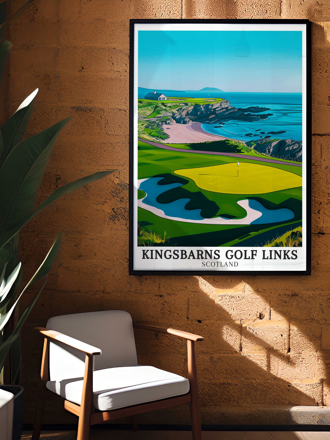 Sophisticated Golfers Hall and North Sea wall art capturing the picturesque Scottish landscape and tranquil North Sea creating an exquisite focal point in any room and ideal for stylish home decor