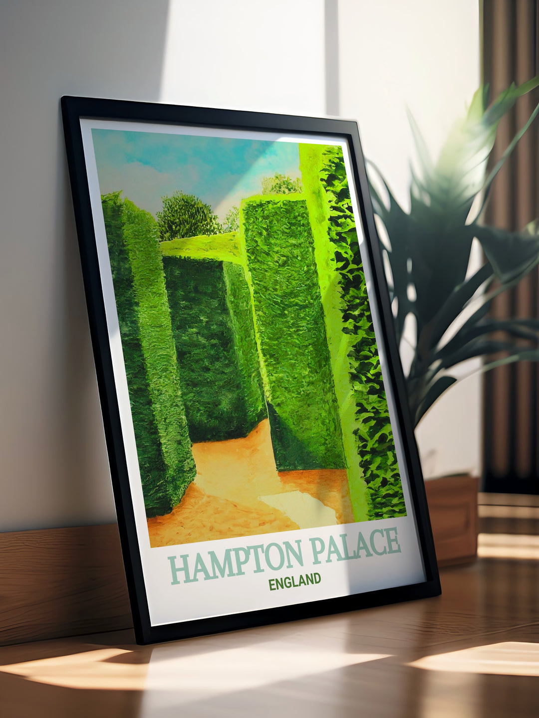 Our England wall poster features a stunning depiction of Hampton Palace and The Gardens, blending architectural magnificence with natural beauty. The poster is printed with high resolution imagery, ensuring crisp details and vibrant colors. Its an excellent choice for anyone looking to enhance their space with cultural and historical significance, celebrating Englands rich traditions and landmarks.