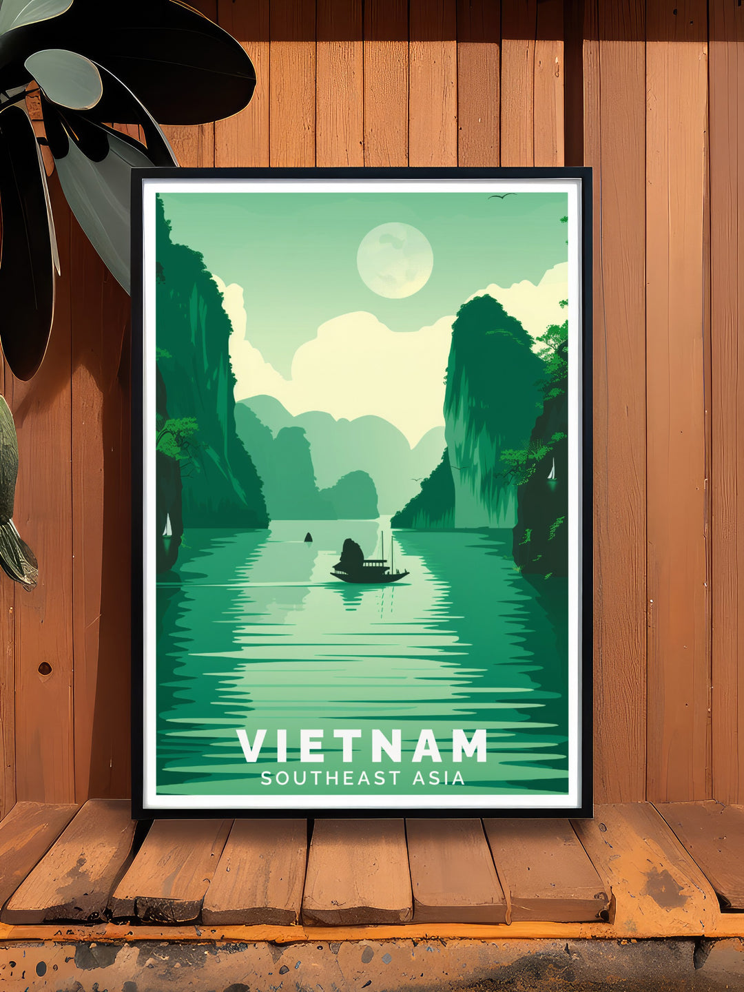 Vietnam Wall Art featuring the stunning natural beauty of Ha Long Bay. This print makes an ideal gift for travelers, nature lovers, or anyone seeking to elevate their home decor with a beautiful reminder of Vietnams iconic landscapes.