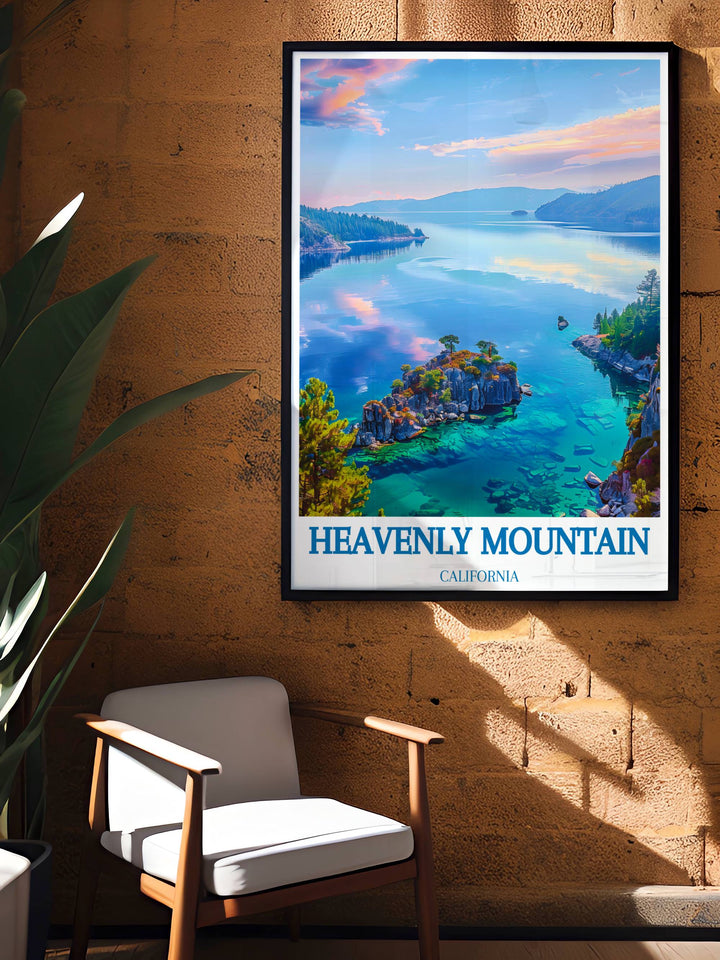 Captivating artwork of Heavenly Mountain and Emerald Bay State Park adds elegance to any living room decor with modern prints and stunning framed prints.