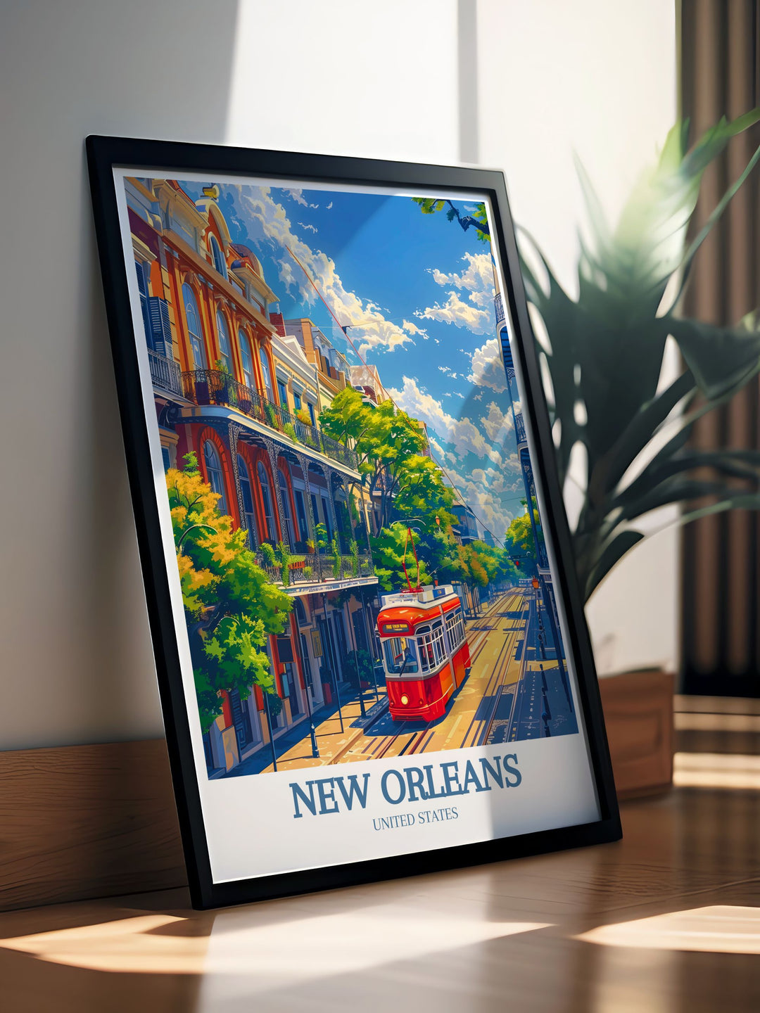 Vibrant New Orleans artwork featuring Jackson Square and Bourbon Street perfect for enhancing any room with the lively spirit of Louisiana