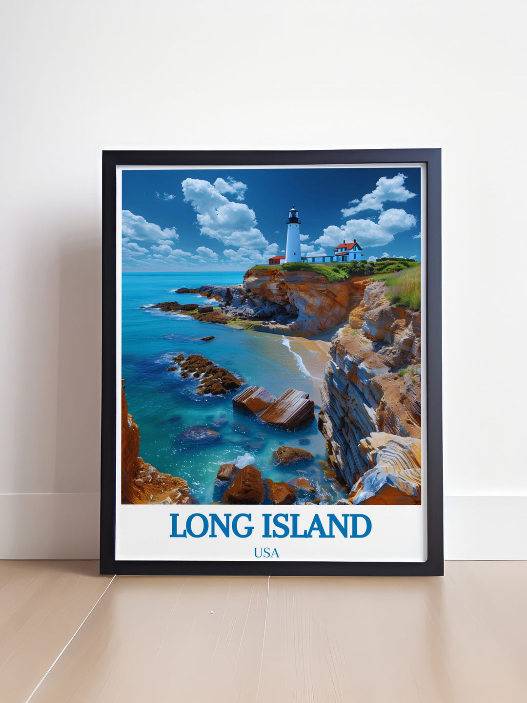 Experience the historical significance of Montauk Point Lighthouse with this detailed poster, capturing its storied past and stunning views, perfect for adding a touch of maritime charm to your home.