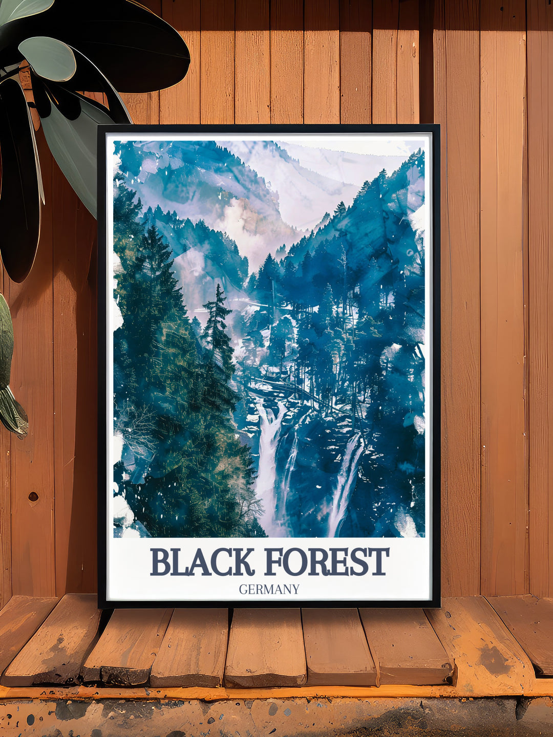 Enhance your home with a stunning depiction of Triberg Waterfalls, Baden Wurttemberg featured in this Germany Forest Print perfect for Black Forest decor and a thoughtful gift for anyone who loves nature inspired art and the serene beauty of the Schwarzwald region
