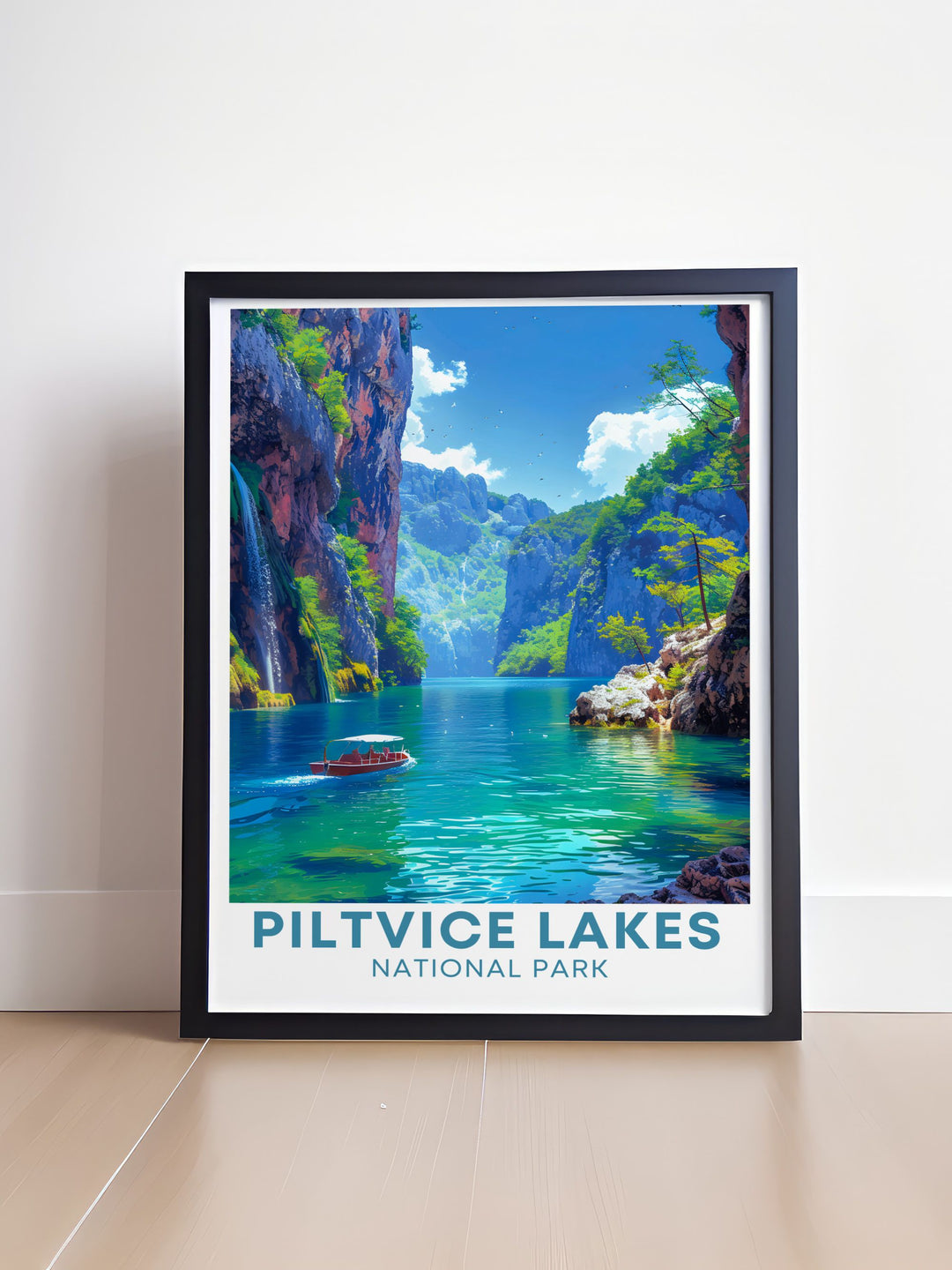 Plitvice Lakes art featuring Kozjak Lake a beautiful representation of one of Croatias most iconic natural wonders this print is ideal for those who love nature and want to bring the peaceful ambiance of Plitvice Lakes into their living spaces
