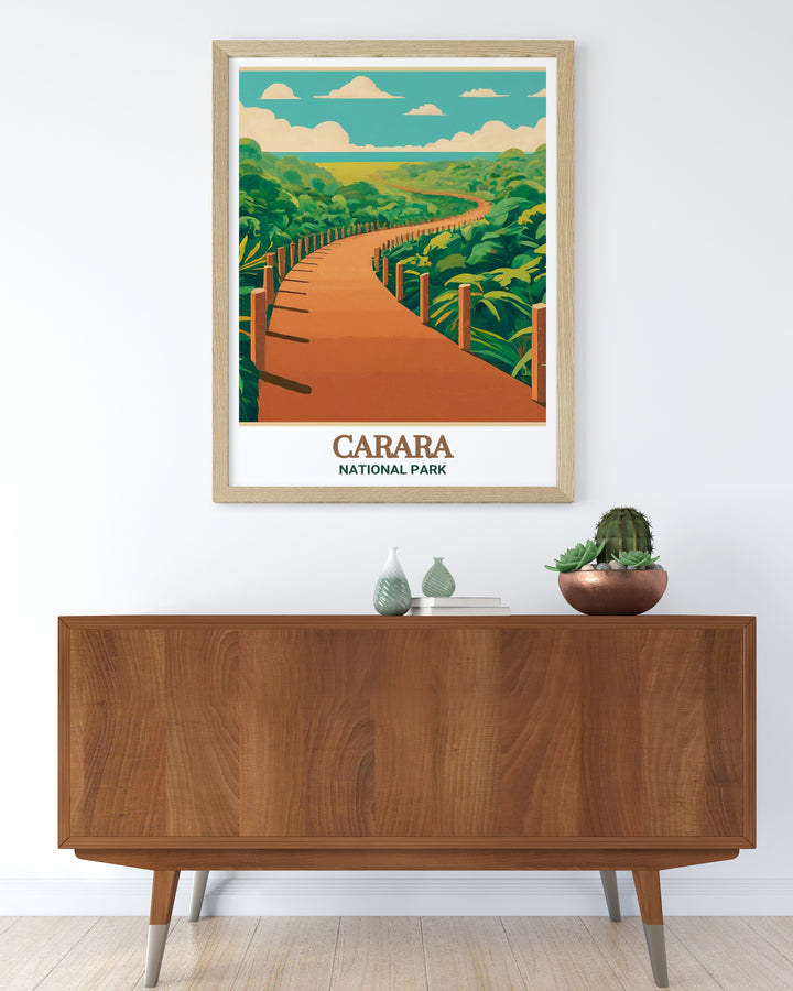 Carara National Park Wall Art brings the natural wonders of Costa Rica into your home, showcasing the vibrant flora and fauna along the Universal Trail. A must have for adventure seekers.