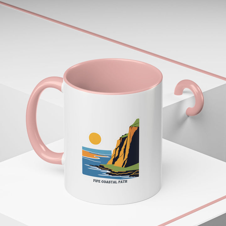 Artistic Fife Coastal Path mug with bold designs of Scotland’s scenic coastline. Microwave-safe ceramic ensures durability, while its vibrant colors make it a standout piece for gifting or everyday enjoyment.