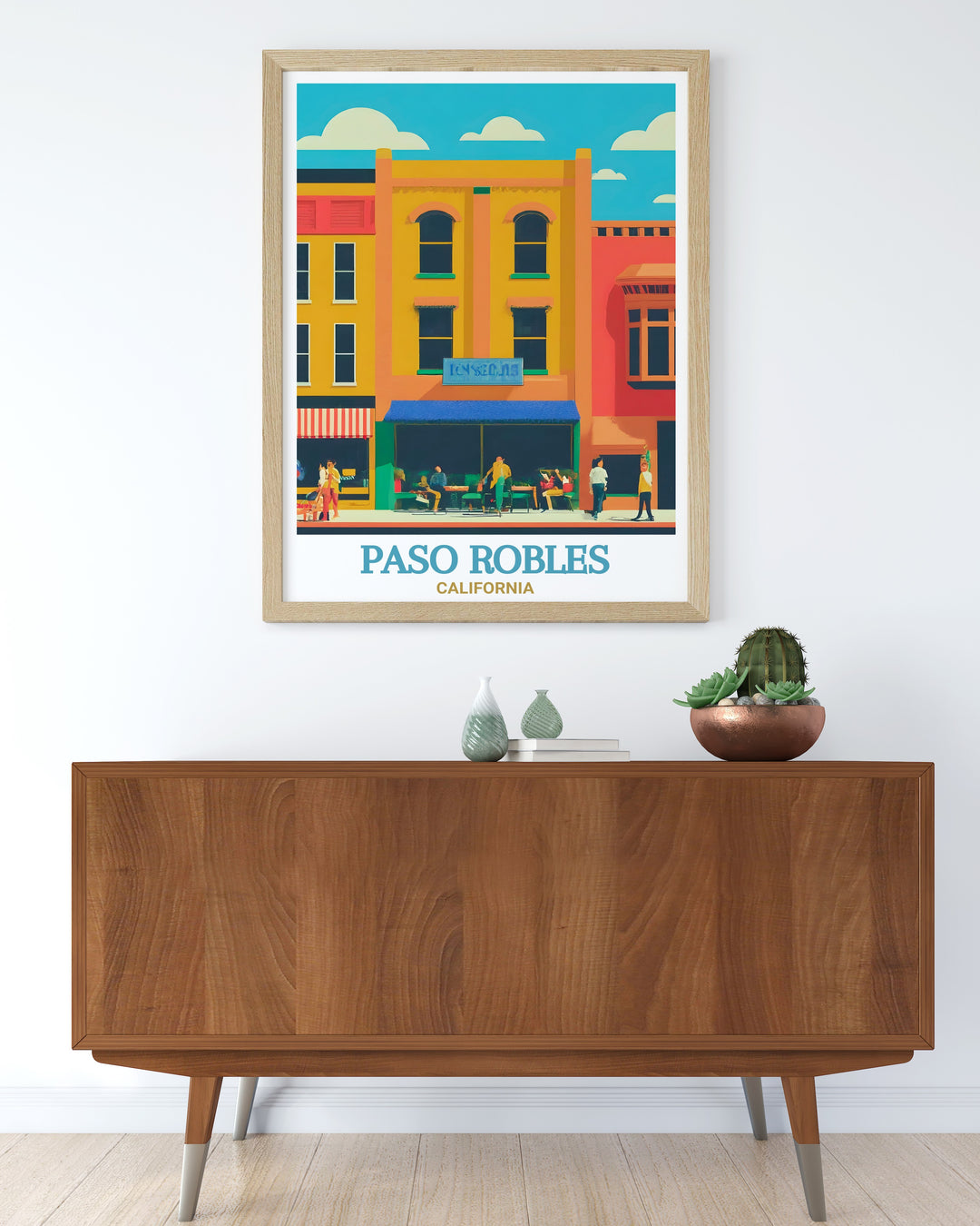 Discover the charm of Paso Robles, California with this vibrant poster print. Featuring a depiction of Downtown Paso Robles, this artwork captures the essence of Californias wine country, making it a perfect addition to your home decor. Ideal for wine lovers and travel enthusiasts.