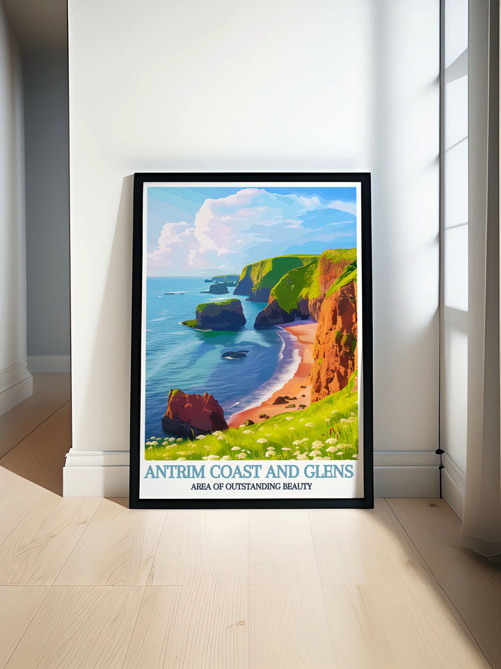 Modern wall decor featuring Antrim Coast and Glens AONB, showcasing the stunning landscapes of Northern Ireland, ideal for contemporary home styling.