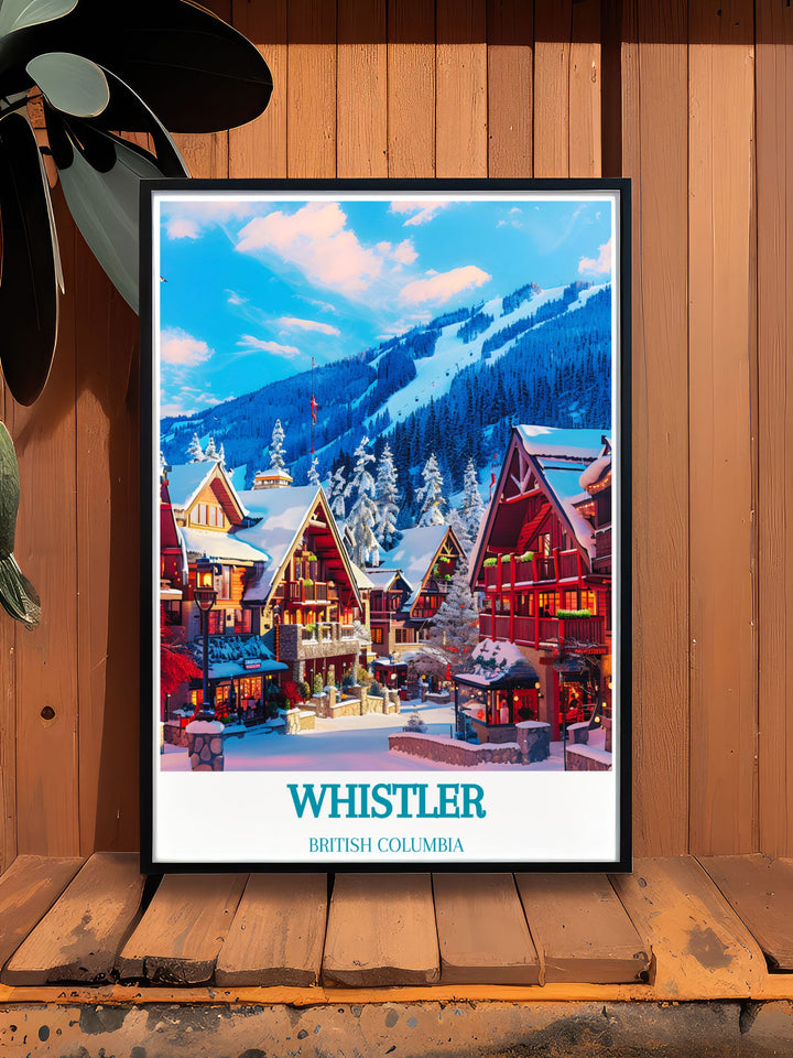 Personalized custom print of Whistler Village, capturing the villages unique charm and vibrant energy. Perfect for creating a unique piece of art that reflects your love for Whistlers dynamic setting and stunning scenery.