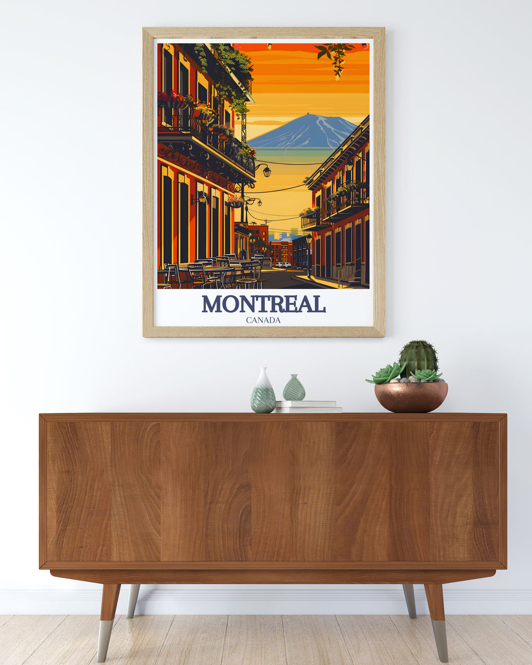 Vintage style print of Rue Crescent and Mount Royal offering a blend of urban energy and natural beauty perfect for adding sophistication to any room or as a thoughtful Canada gift for friends and family.