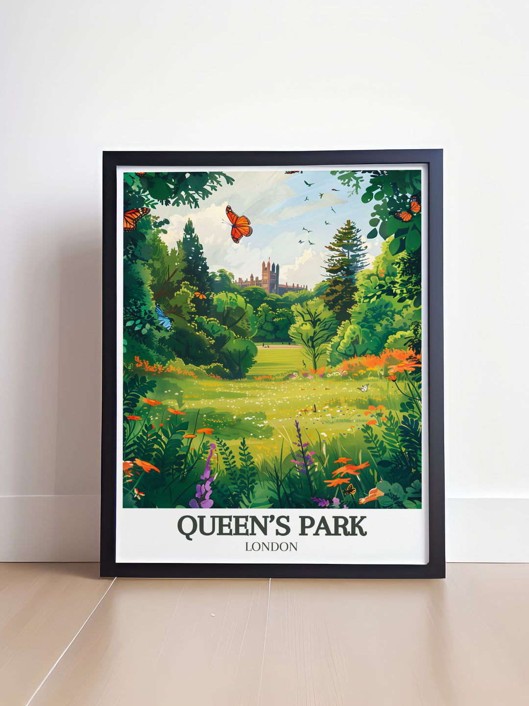 Vintage London print of Queens Park showcasing the serene atmosphere and rich history of Kensal Green London and the iconic Queens Park Rangers a must have for fans of London poster art