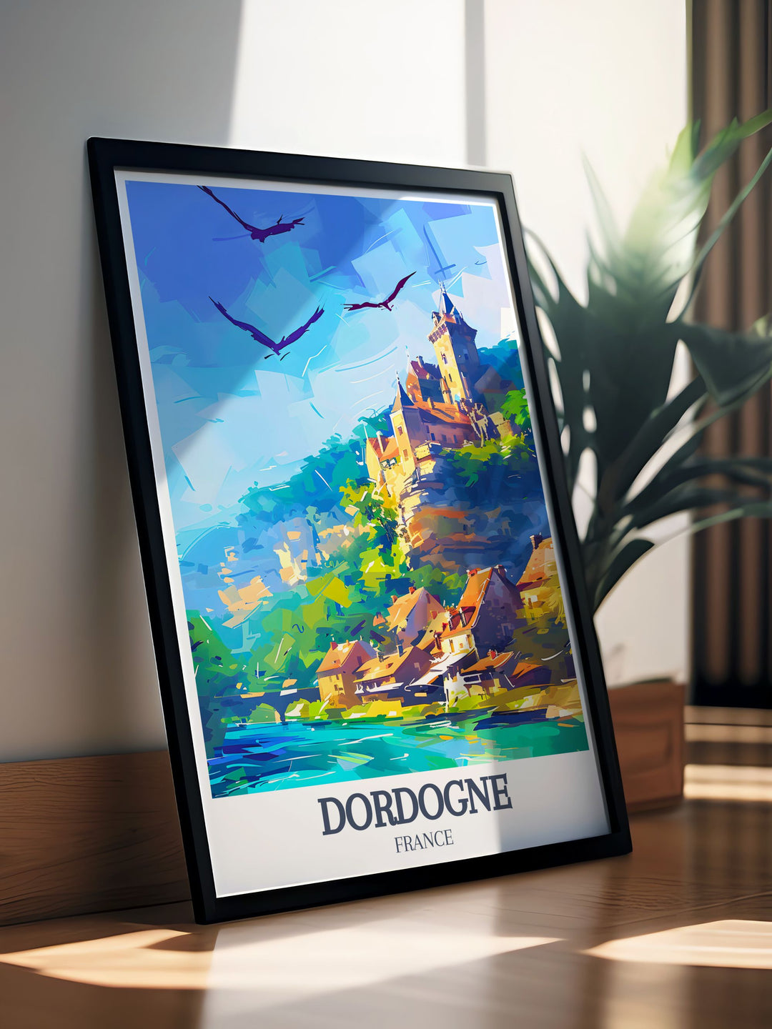 Dordogne wall art featuring the magnificent Chateau de Beynac and the charming village of La Roque Gageac an exquisite addition to any France home decor collection