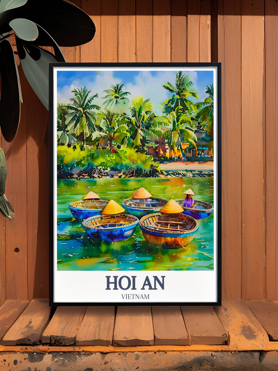 A vibrant art print of Cam Thanh Village, capturing its lush greenery and quiet rivers. This wall art is ideal for those who appreciate Vietnams natural landscapes and want to bring the serenity of the countryside into their home décor.