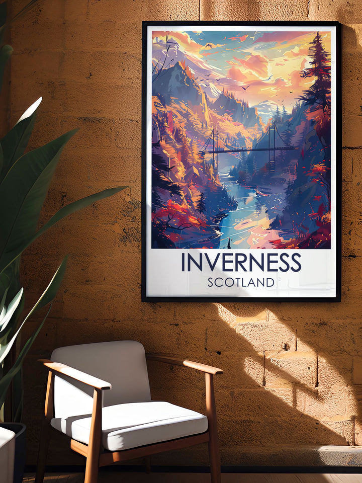 Custom print of the Ness Islands, capturing the serene atmosphere and natural beauty of this popular retreat in Inverness, ideal for adding a touch of tranquility to any space.
