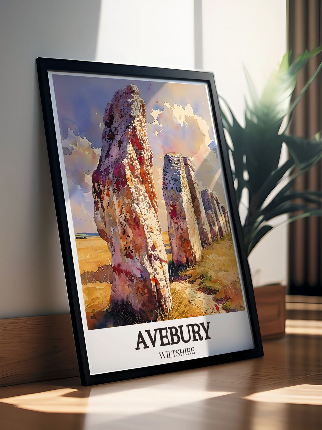 Featuring the awe inspiring Silbury Hill in the North Wessex Downs, this travel poster captures the majestic beauty of Englands historic countryside, ideal for adventure seekers and history enthusiasts.