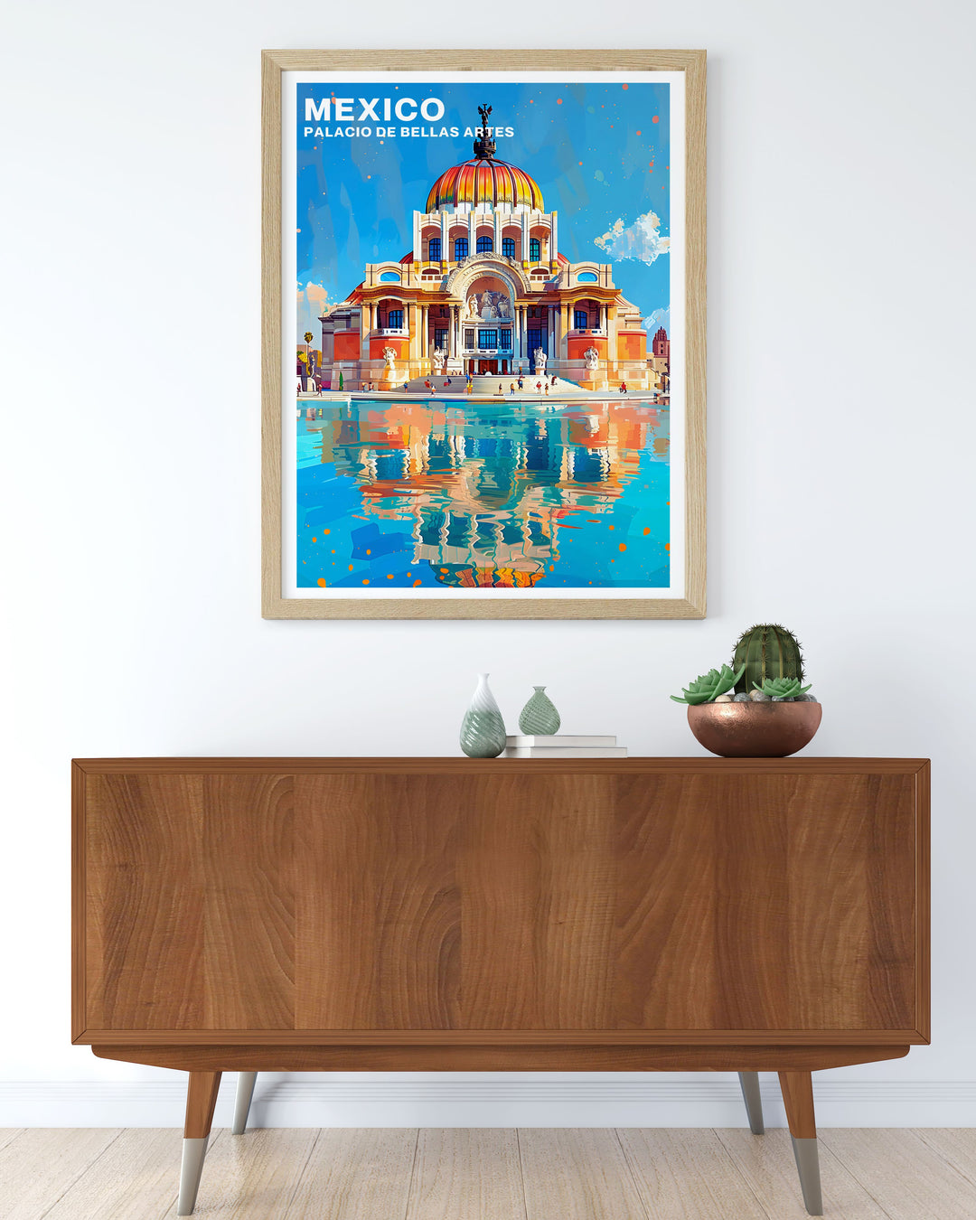Featuring the stunning architecture of the Palacio de Bellas Artes, this poster offers a visual representation of one of North Americas most beautiful cultural landmarks, ideal for art and history enthusiasts.