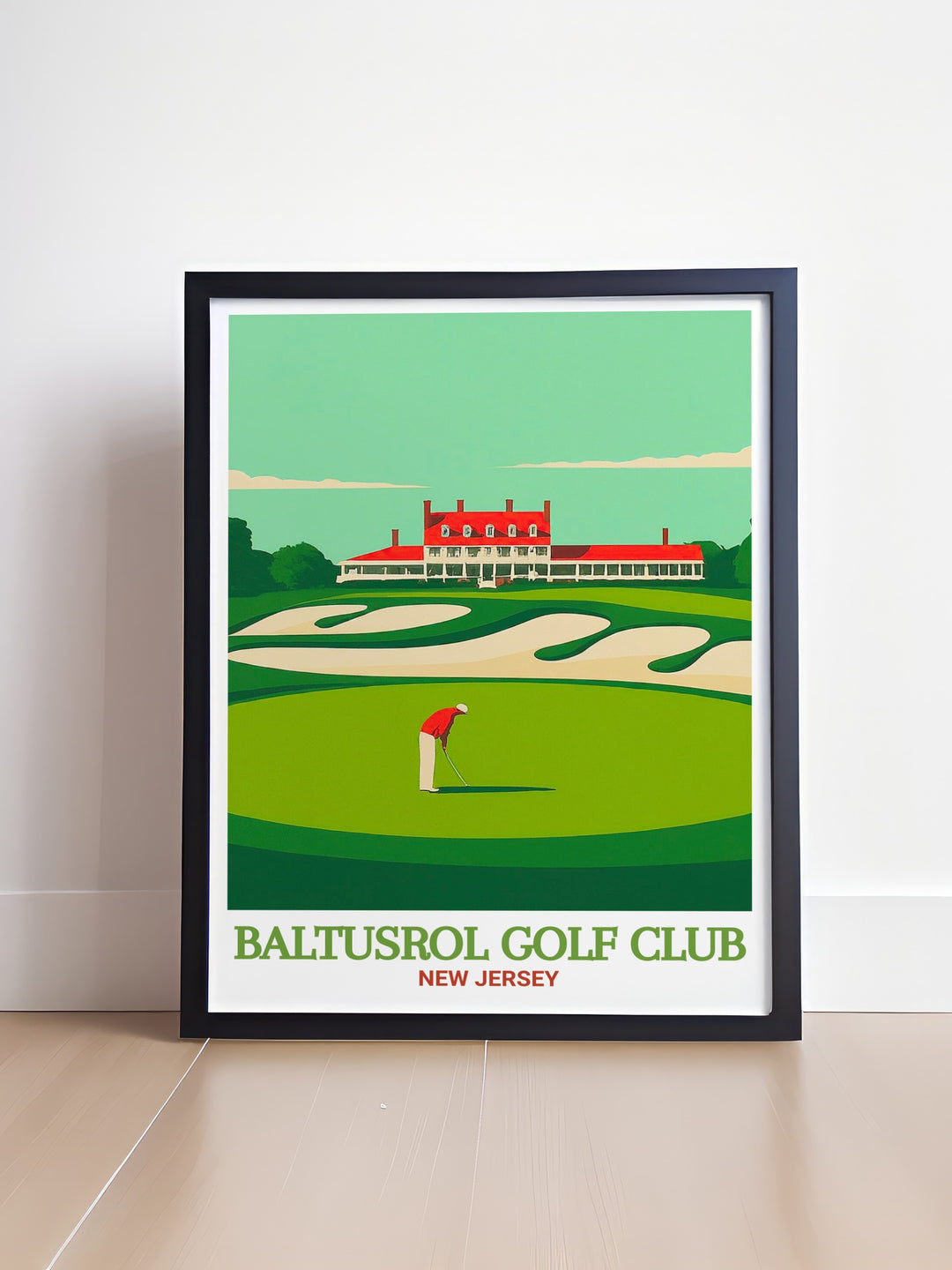 Baltusrol Golf Club Art Print capturing the historic beauty of one of Americas most prestigious golf courses. This print is ideal for golf enthusiasts, showcasing the lush fairways and iconic clubhouse of Baltusrol. Perfect for home decor or as a thoughtful gift for any golfer.