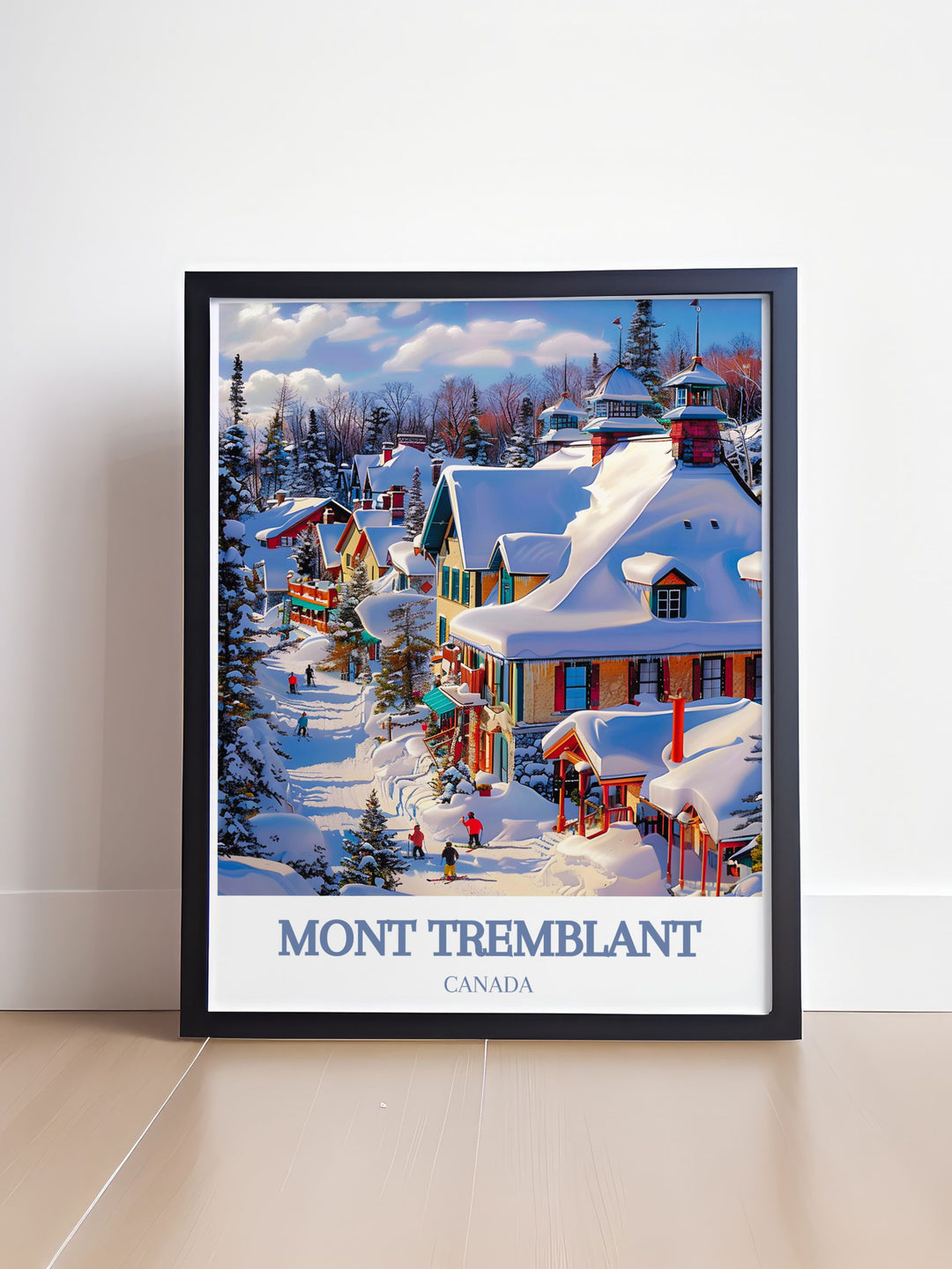 Bucket List Print featuring Tremblant Ski Resort and the Laurentian Mountains an exquisite piece of wall art capturing the serene snow covered slopes and majestic peaks perfect for nature enthusiasts and adventure seekers looking to enhance their space.