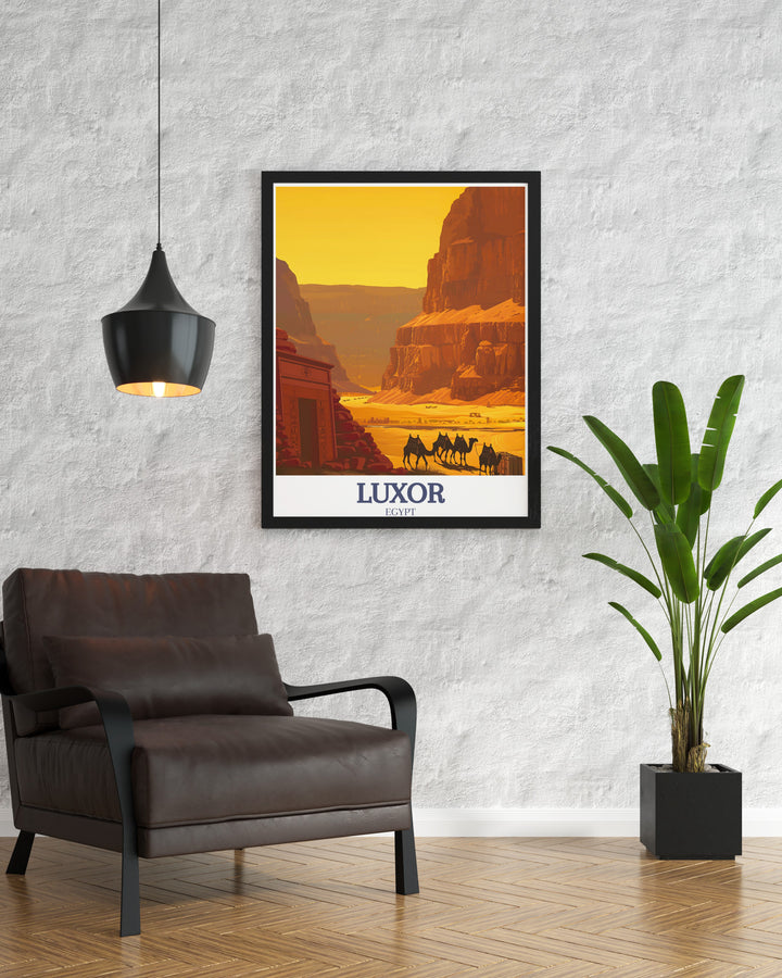 Luxor decor print featuring the Valley of the Kings and Nile Delta a perfect addition to your home decor bringing the elegance and cultural heritage of Egypt into your living space