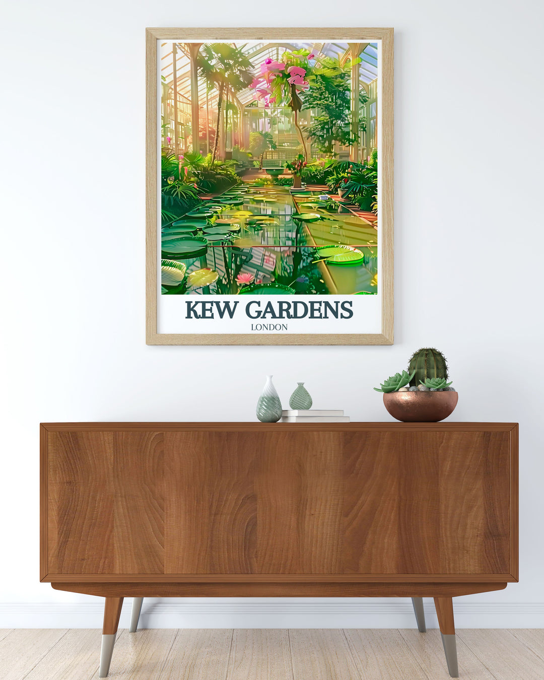 Palm House and Orchid Extravaganza Vintage Poster combines the elegance of English architecture with the vibrant energy of Kew Gardens famous floral display. This print brings together nature and design in a timeless art piece that fits perfectly in any home or as a thoughtful gift.