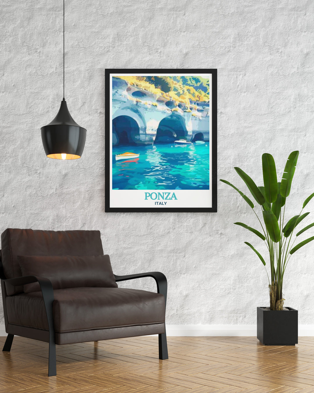 Grotte di Pilato in Ponza, Italy, is a place where history and nature meet. This artwork captures the dramatic cliffs and tranquil sea surrounding the ancient grottoes, offering a glimpse into the islands past. Perfect for adding a touch of Italian sophistication to your decor, this print celebrates the beauty of Ponza.